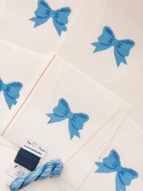 Aesthetic Blue Bow Coquette Needlepoint Canvas, 18 Mesh Bow Beginner Needlepoint Canvas, 2"x3” Bow Canvas